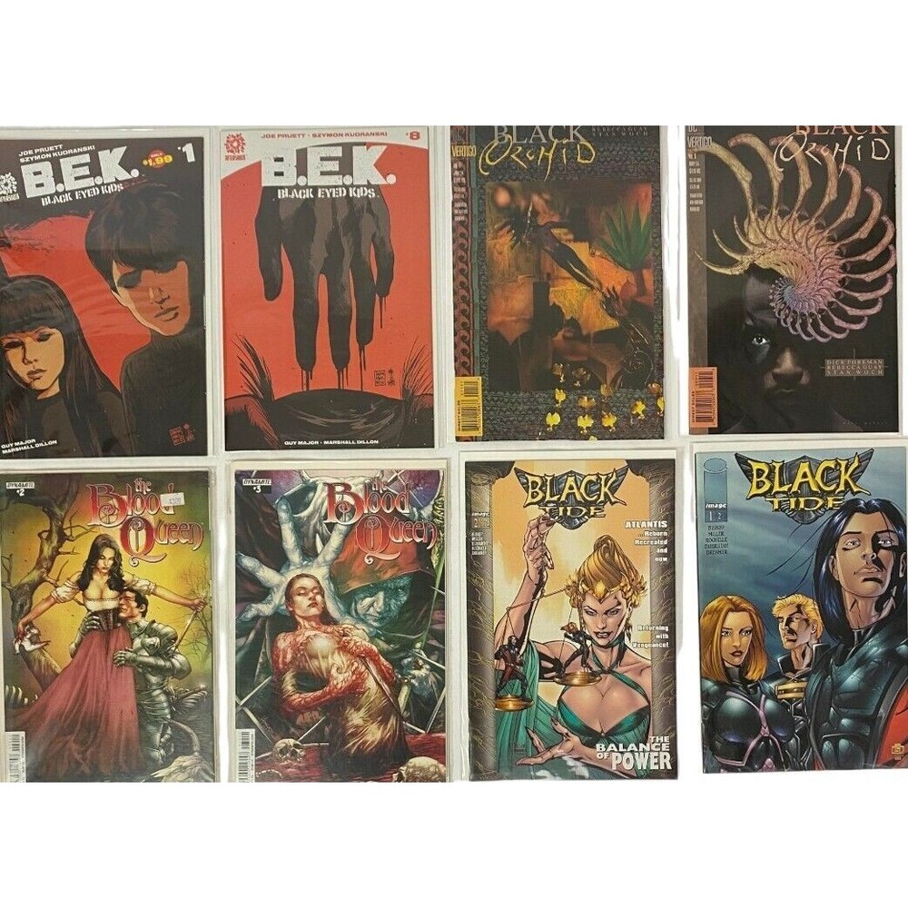 B.E.K 1 & 8, Black Orchid 9 &11, Blood Queen 2 & 3, Black Tide  Lot of 8 Comics: